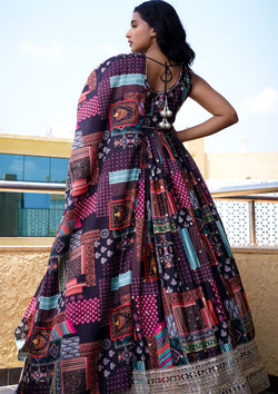 Dazzling Multi Color Chinnon Digital Printed Lehenga Choli