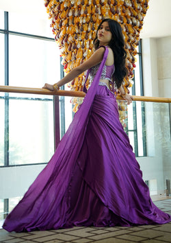 Fancy Purple Color Crepe Silk Lehenga Choli