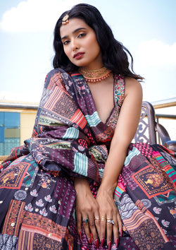 Dazzling Multi Color Chinnon Digital Printed Lehenga Choli