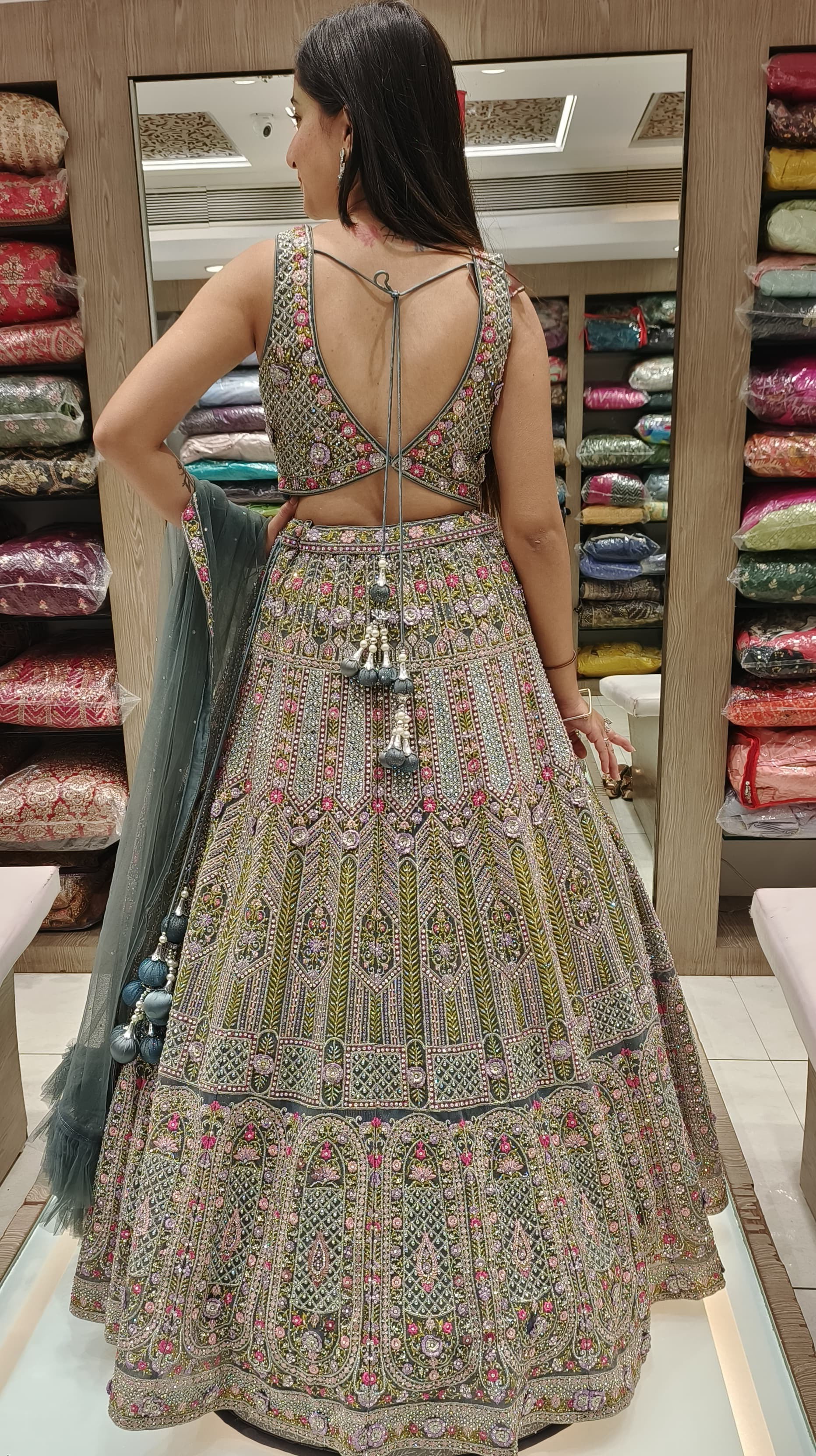 Mehndi Green Color Net Resham Work Lehenga Choli