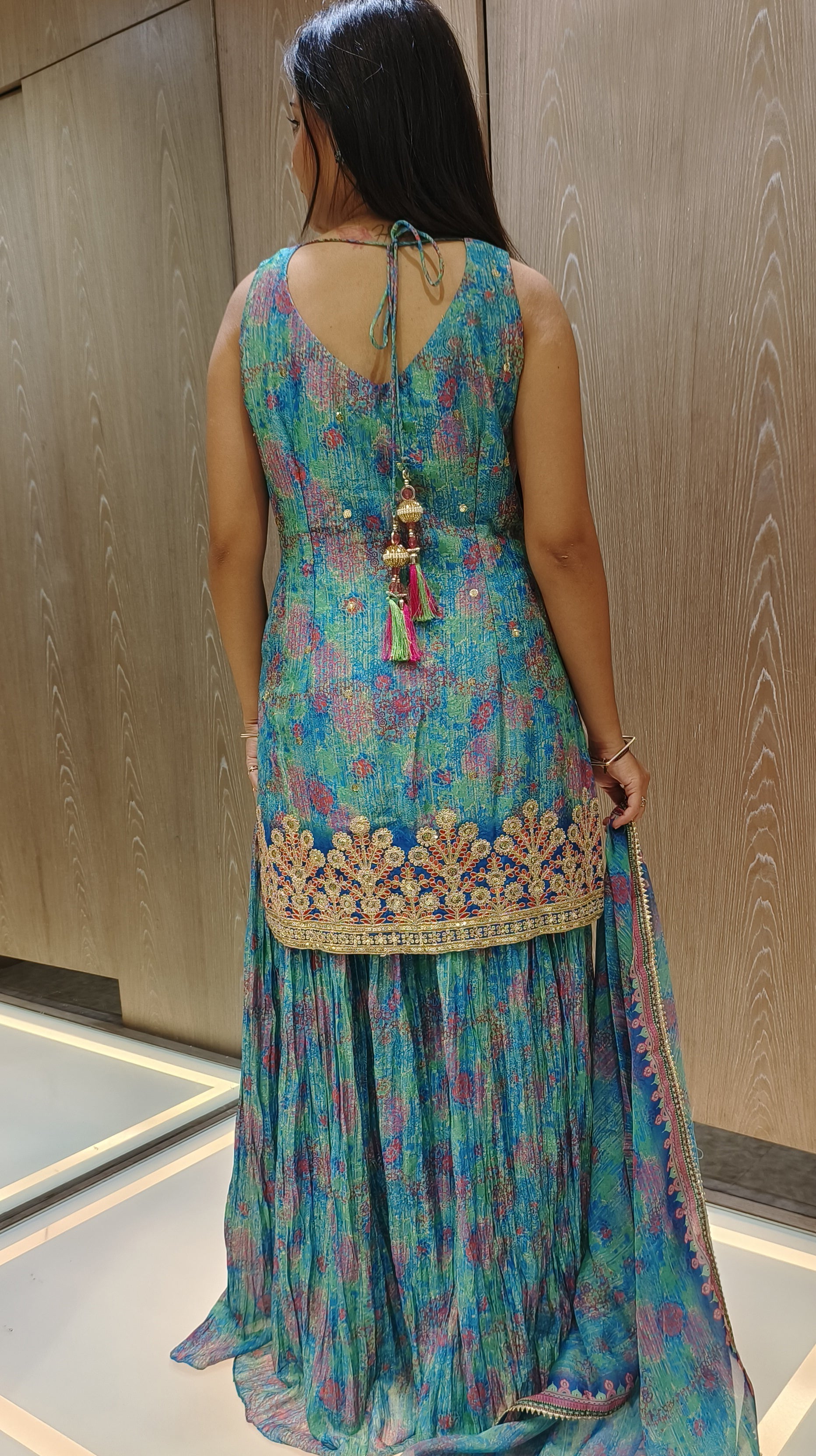 Multi Color Art Silk Zari Work Readymade Suit