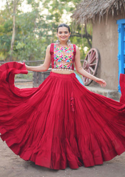 Rayon Pink Festival Wear Gamthi Work Readymade Lehenga Choli With Koti