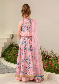 Light Pink Color Floral Print Girls Lehenga
