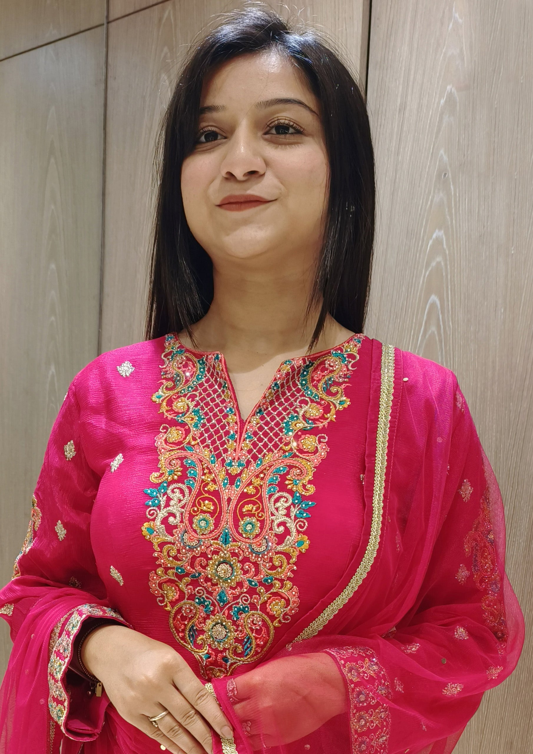 Rani Color Chinnon Machine Embroidered Palazzo Dress