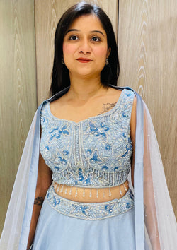 Sky Blue Color Georgette Hand Work Lehenga Choli