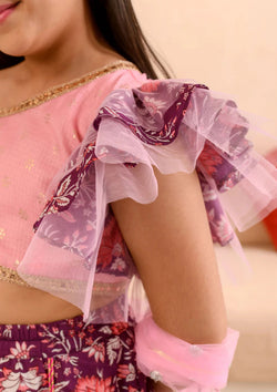 Stylish Purple Color Cotton Girls Lehenga