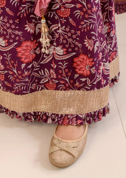 Stylish Purple Color Cotton Girls Lehenga