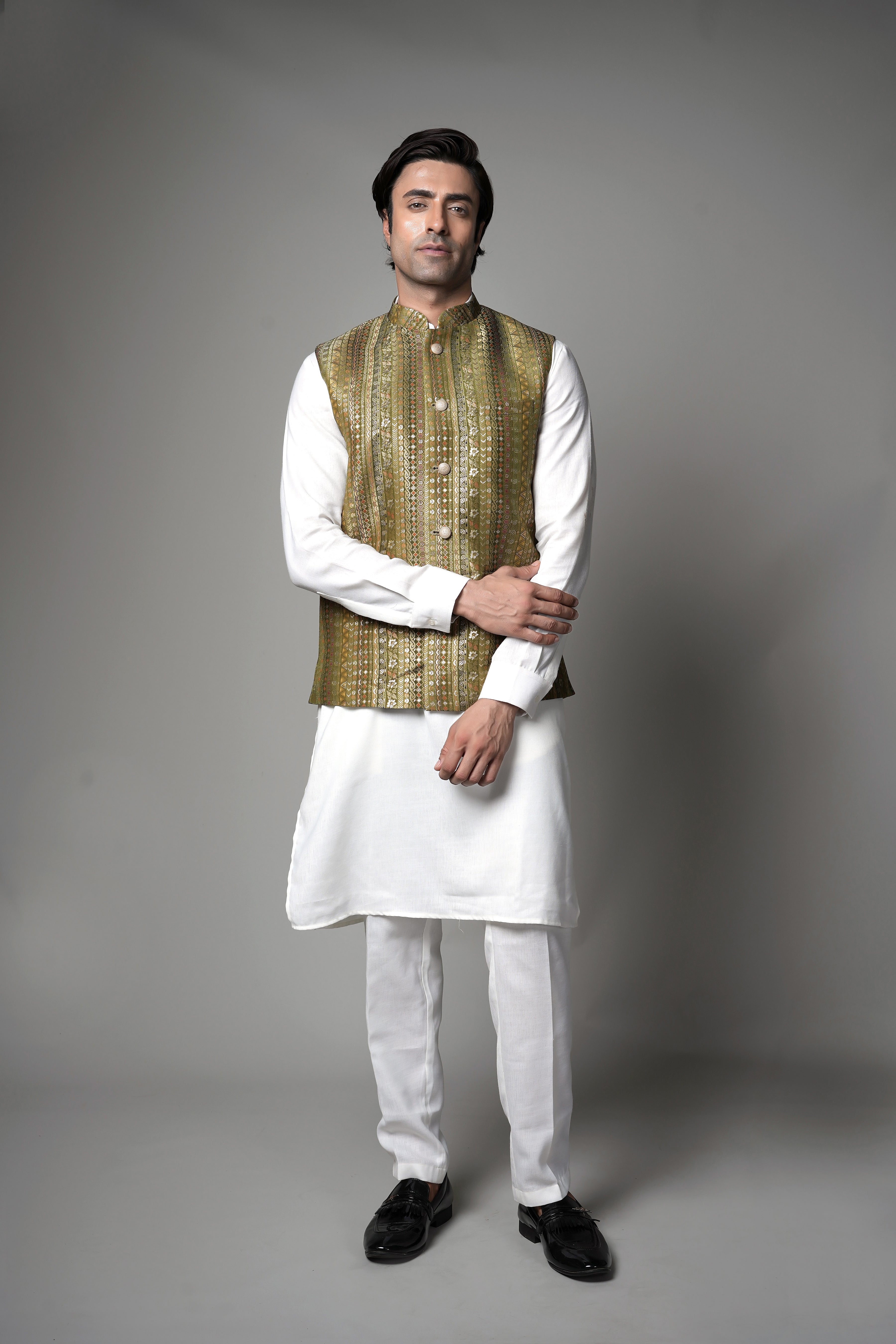 Antique Gold Brocade waist coat set