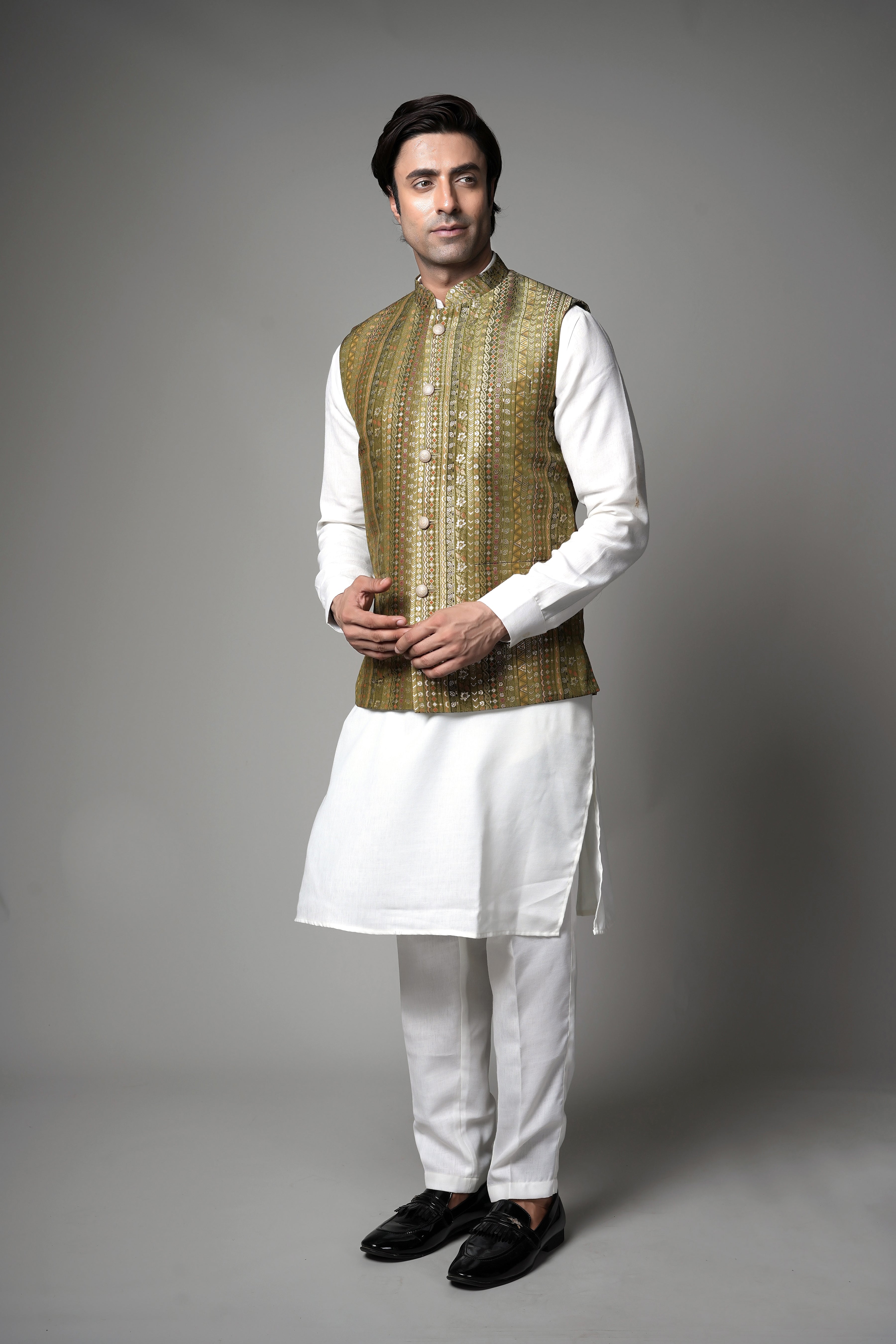 Antique Gold Brocade waist coat set