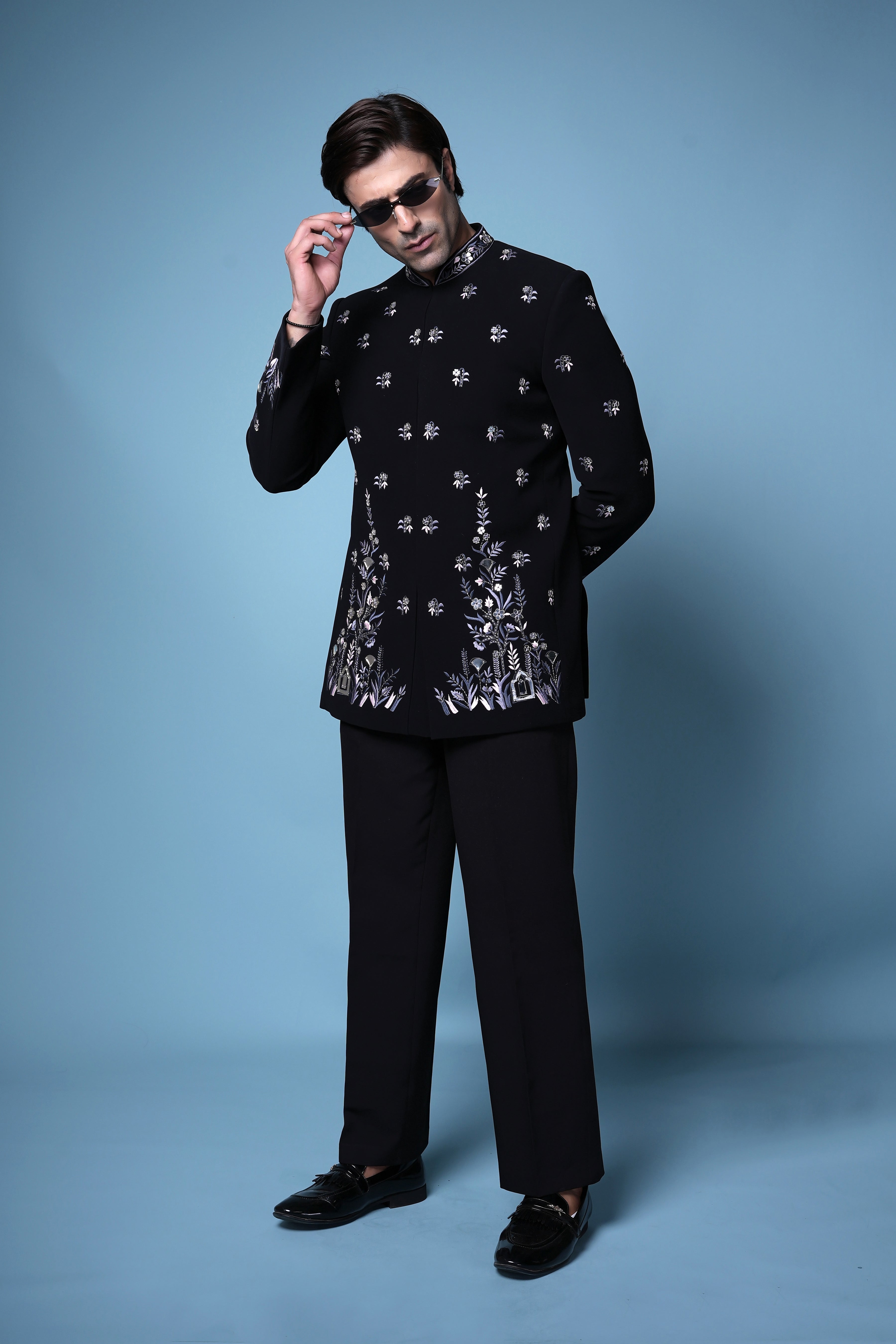 Midnight Majesty Black Embroidered JODHPURI