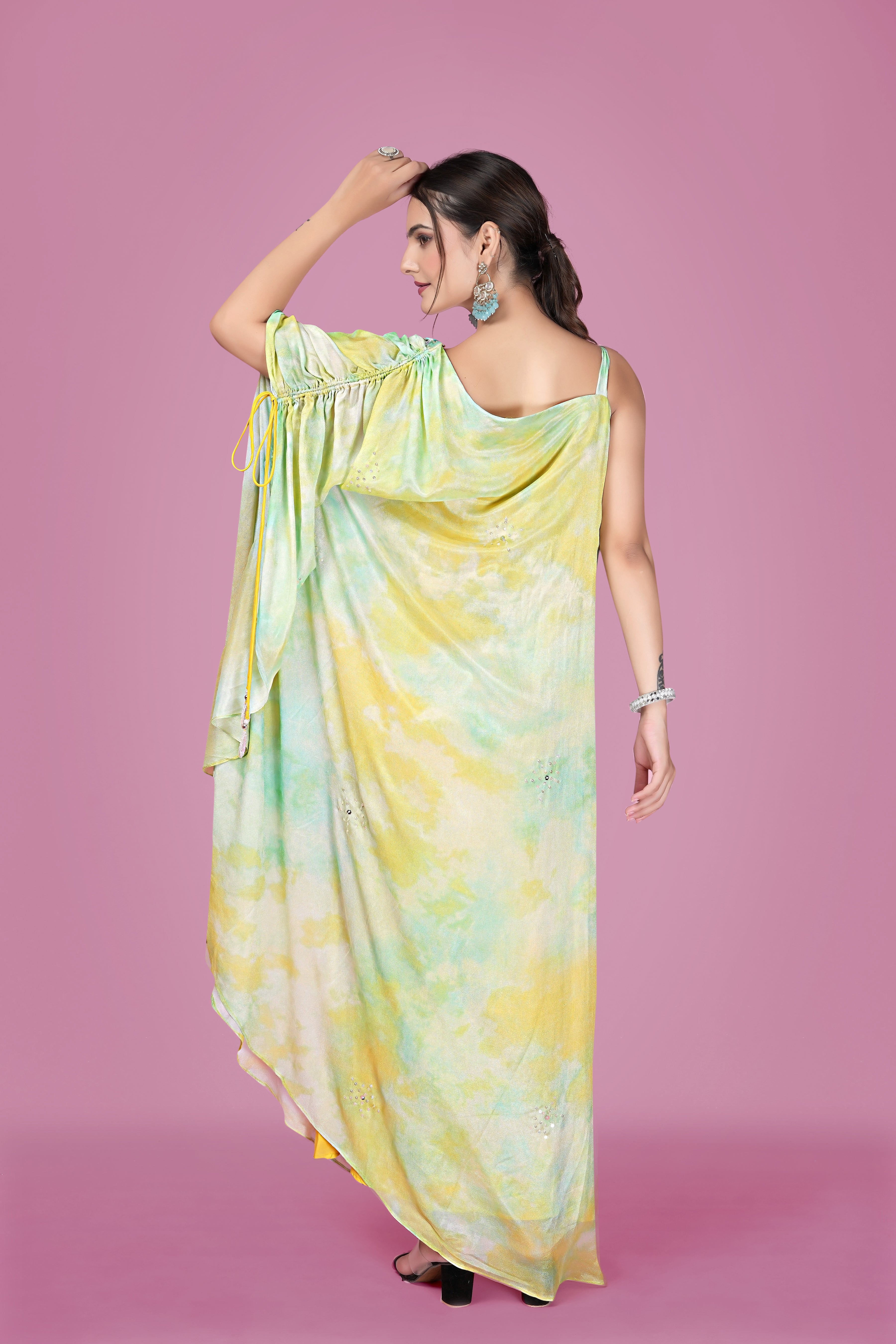 Lemon Mist One-Shoulder Draped Gown