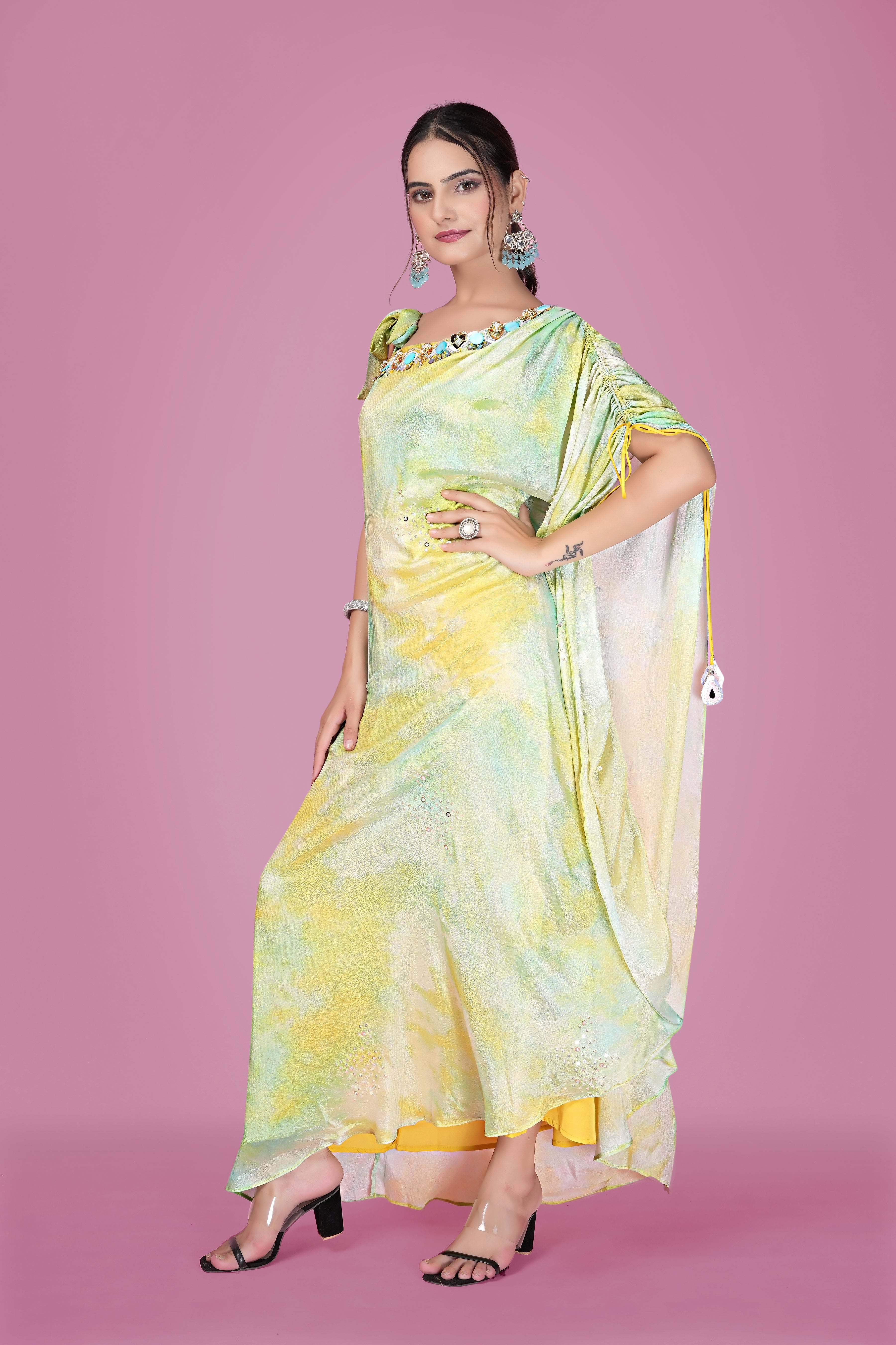 Lemon Mist One-Shoulder Draped Gown