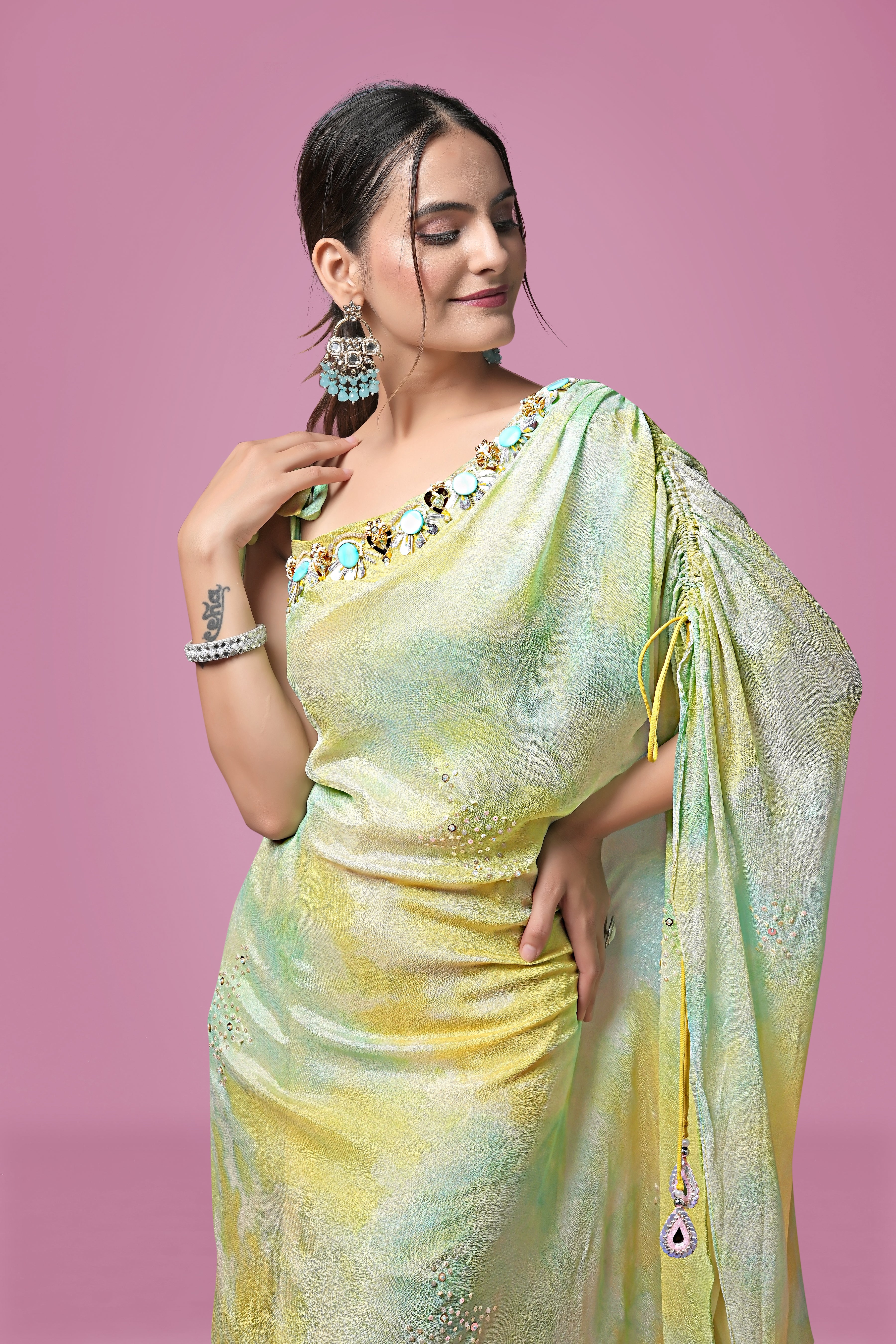 Lemon Mist One-Shoulder Draped Gown