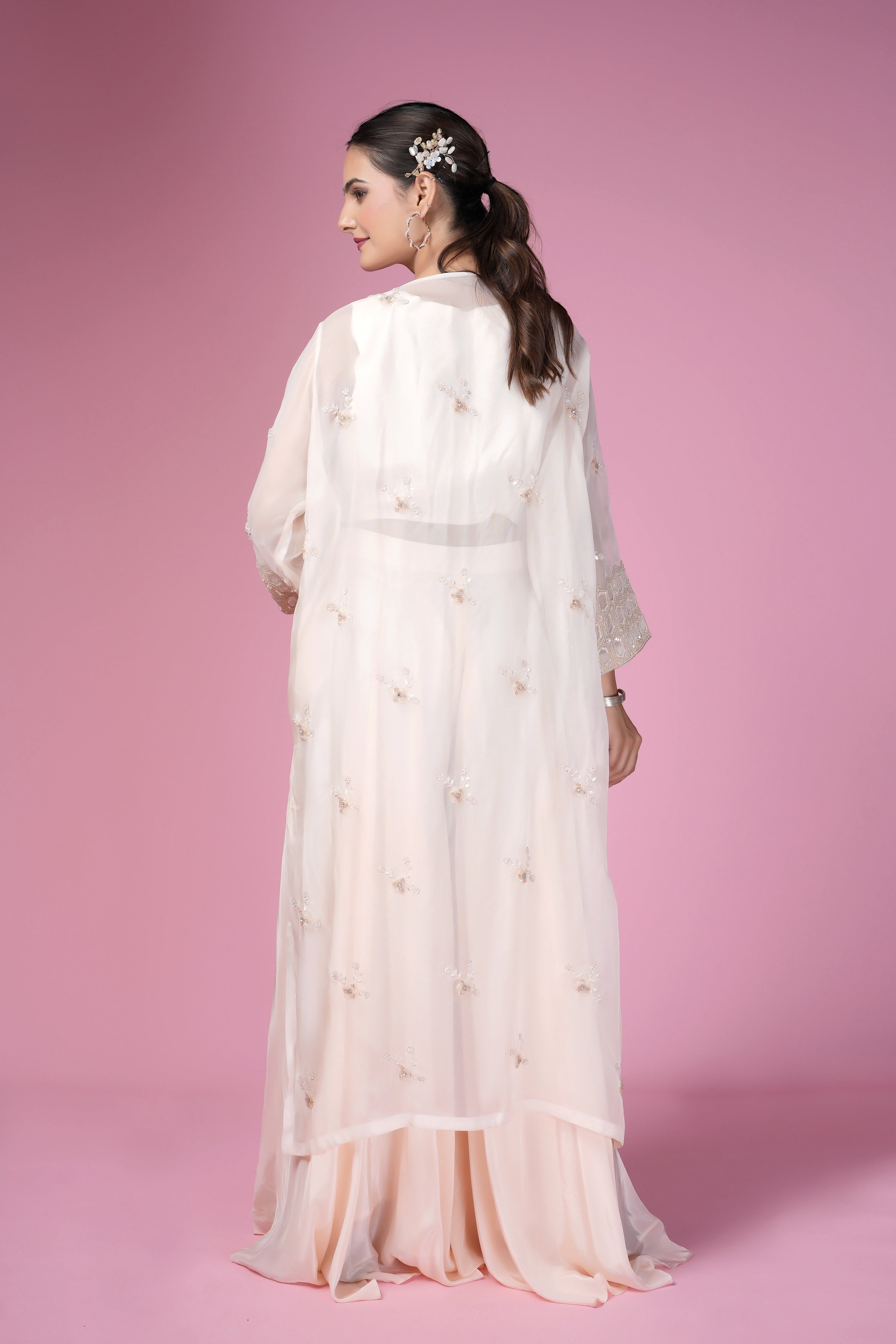 Blush Pink Embroidered Jacket Lehenga Set with Sequin Detailing
