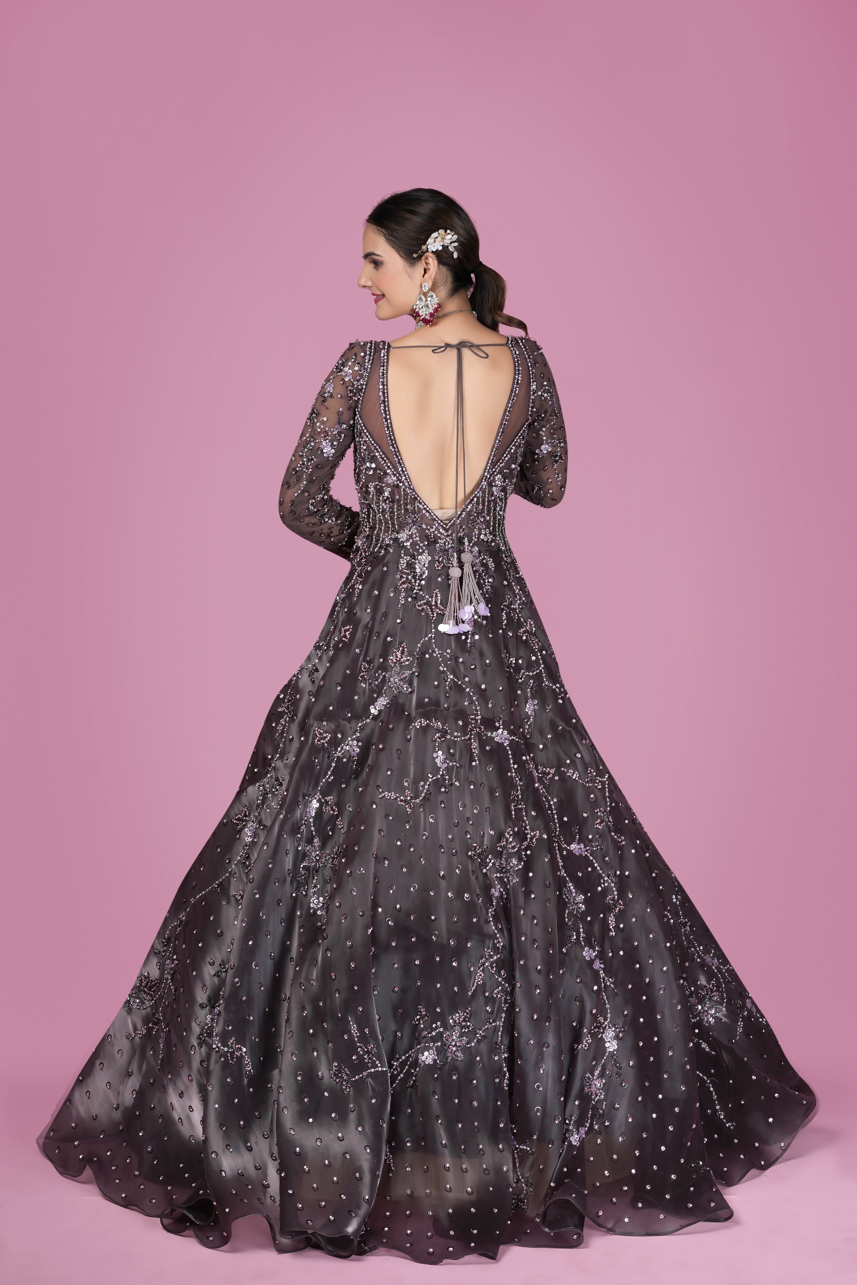 Black Sequin Embellished Gown