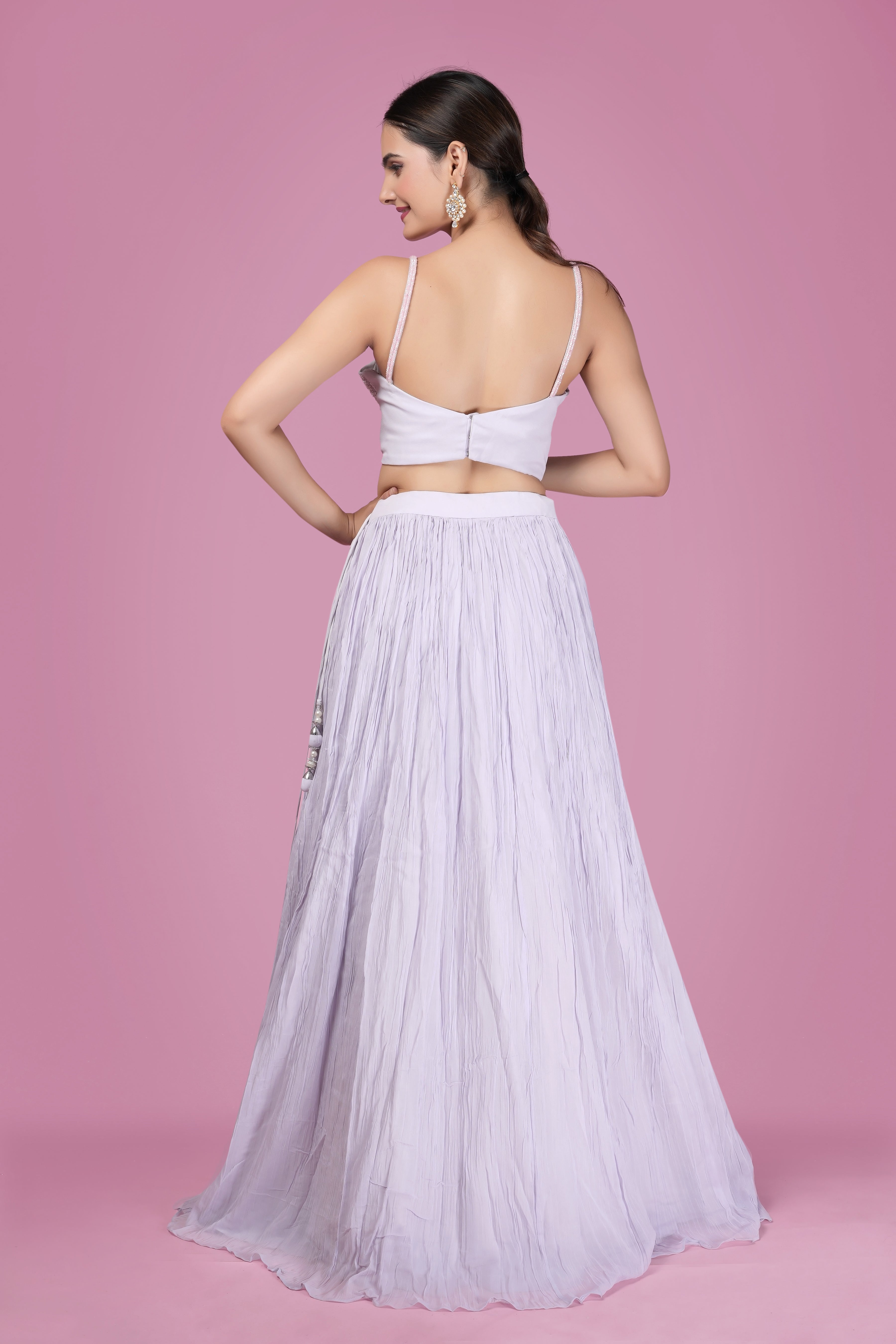 Pastel Lilac Embroidered Lehenga Set