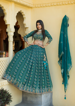 Fancy Sea Green Color Chiffon Lehenga Choli