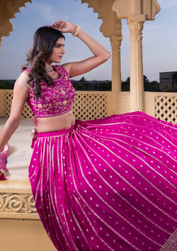 Magenta Pink Color Chiffon Readymade Lehenga Choli