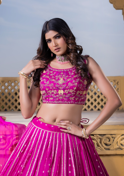 Magenta Pink Color Chiffon Readymade Lehenga Choli